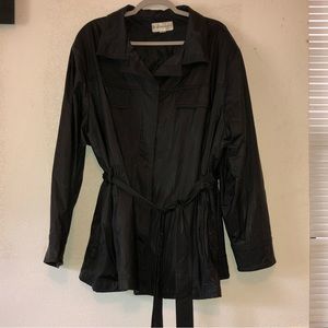 🏈 2/30 Sale: DRESSBARN Black Rain Coat with Tie Waist Size 3X EUC